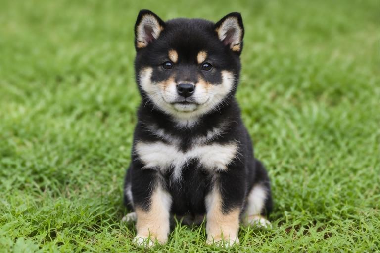 Shiba Inu negro y fuego en jardín, imagen ilustrativa